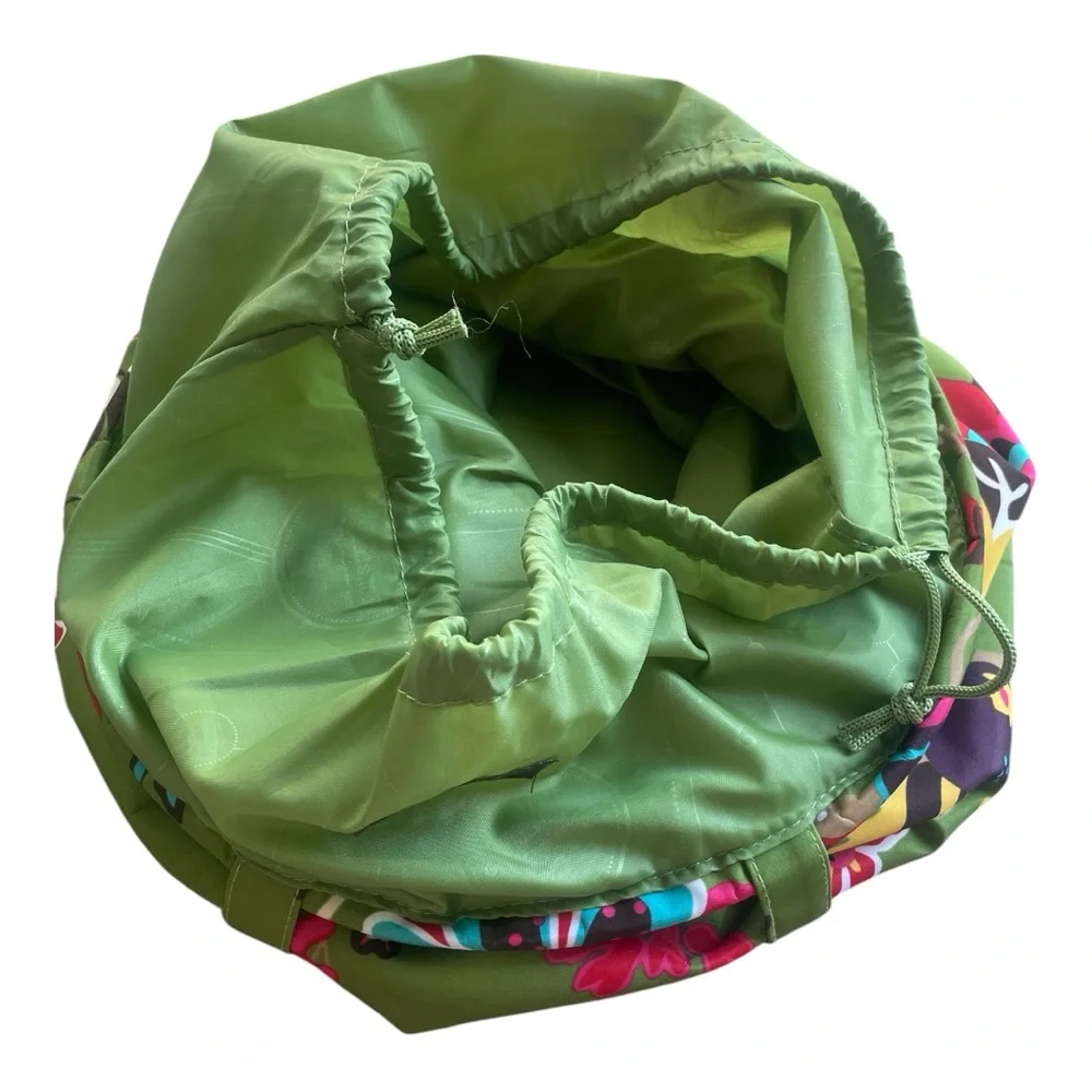 Floral Laundry Hamper Bag with Handles – Green Foldable Clothes Organizer